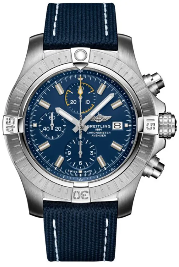 Breitling Avenger A13317101C1X2 45mm Stainless steel Blue with luminescent markers index markings, luminescent hands