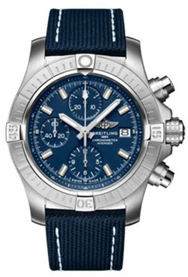 Breitling Avenger A13385101C1X1 43mm Stainless steel Blue with luminescent markers index markings, luminescent hands