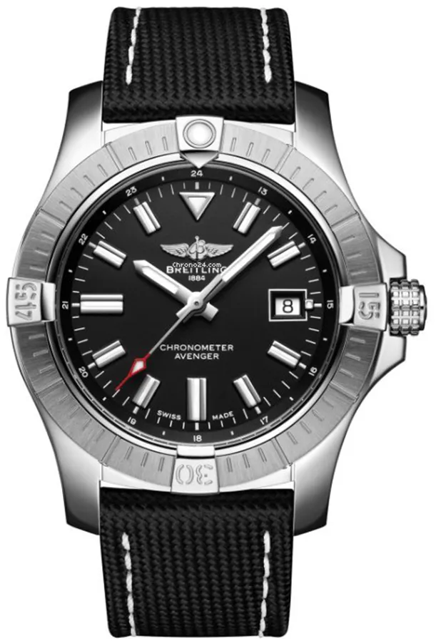 Breitling Avenger A17318101B1X2 43mm Stainless steel Black with luminescent markers index markings, luminescent hands