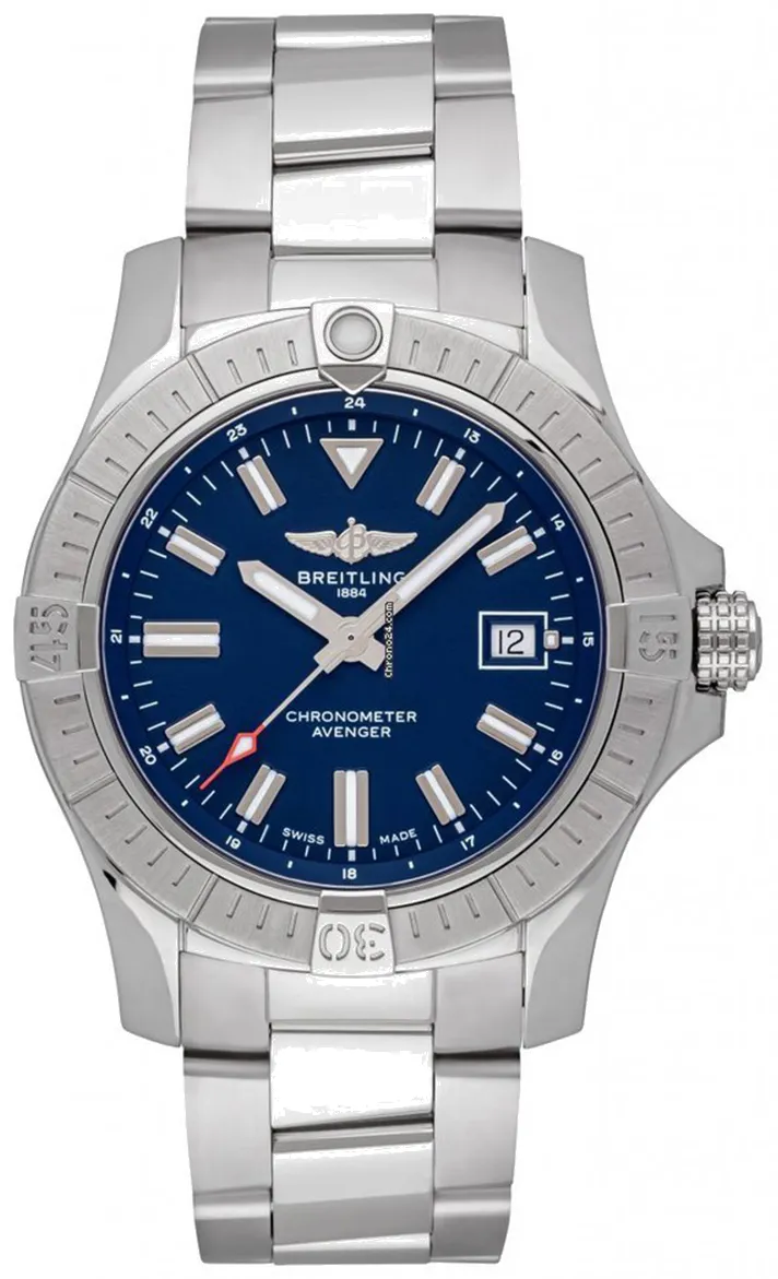 Breitling Avenger A17318101C1A1 43mm Stainless steel Blue with luminescent markers index markings, luminescent hands