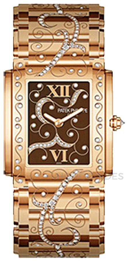 Patek Philippe Twenty~4 4910/54R 30mm Rose gold Brown and Diamond