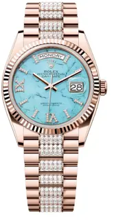 Rolex Day-Date 128235-0065 Everose gold Turquoise