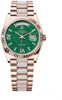 Rolex Day-Date 36 128235 36mm Everose gold Green