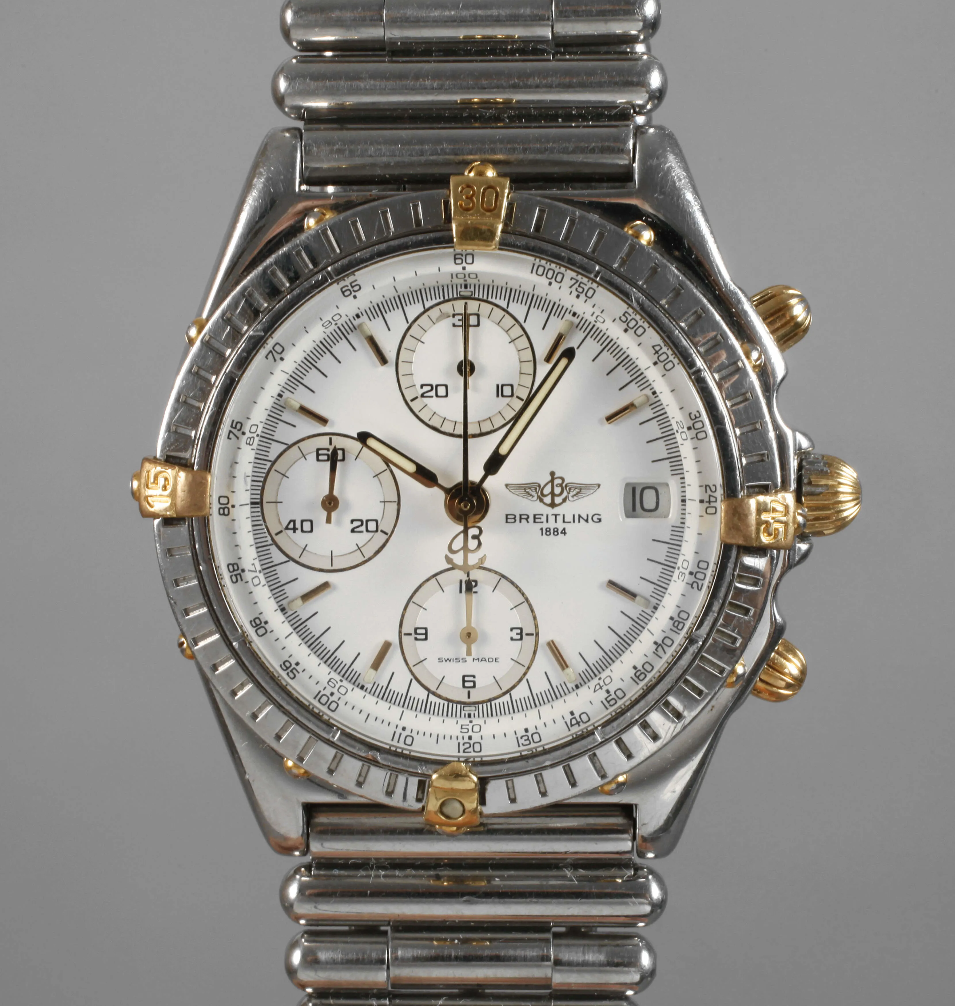 Breitling Chronomat A13048 37mm Yellow gold and stainless steel White