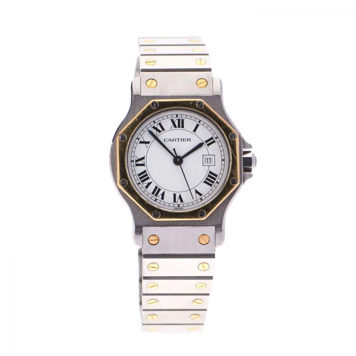 Cartier Santos Octagon 28mm Yellow gold and Stainless steel White