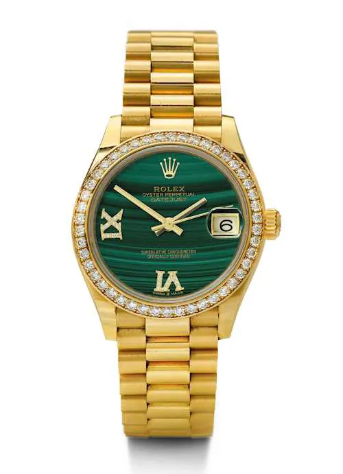 Rolex Datejust 31 278288RBR 31mm Yellow gold Malachite