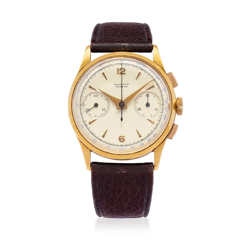 Universal Genève Compax 12445 34mm Yellow gold Silver