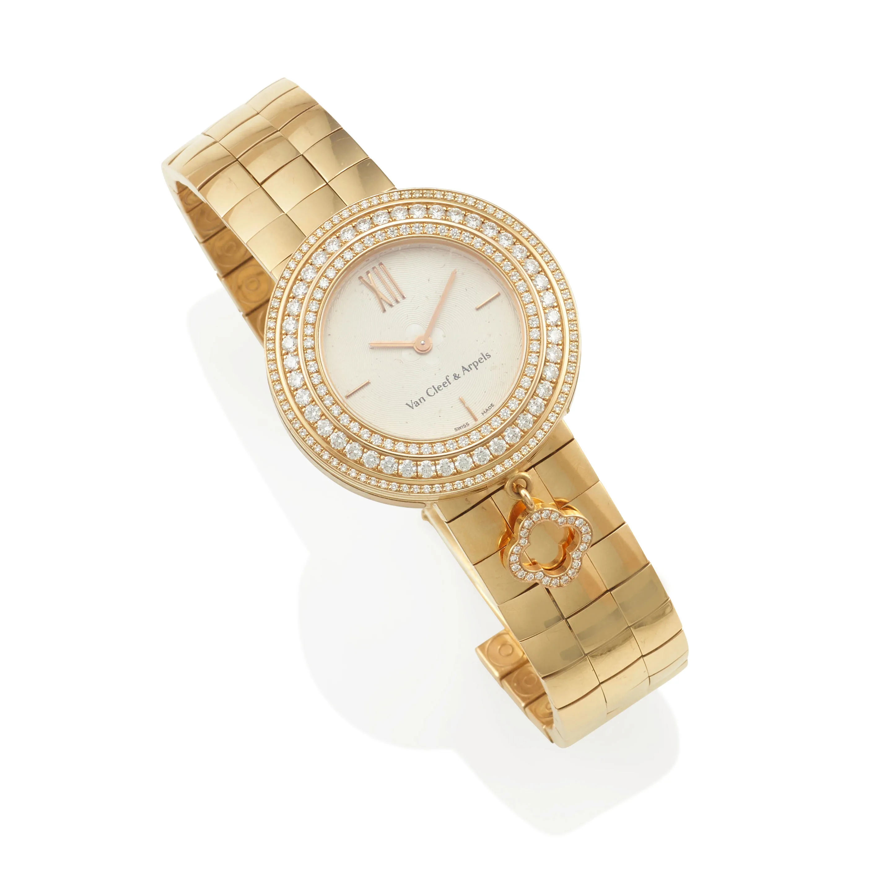 Van Cleef & Arpels Charms 34mm Rose gold and Diamond Cream