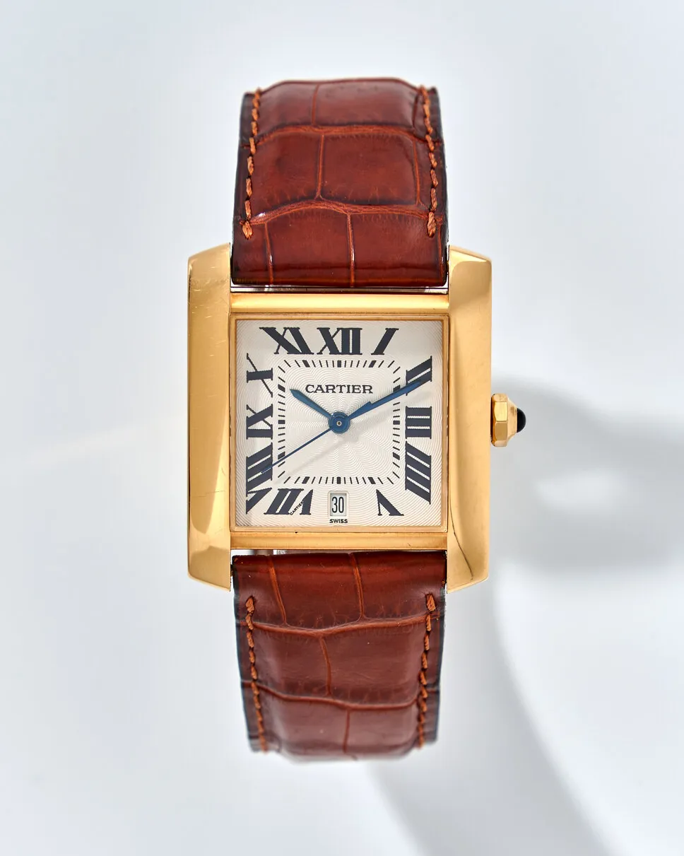 Cartier Tank Française 1840 28mm Yellow gold Silver