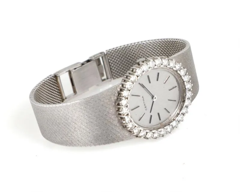 Certina 26mm White gold and diamond-set Silver 2