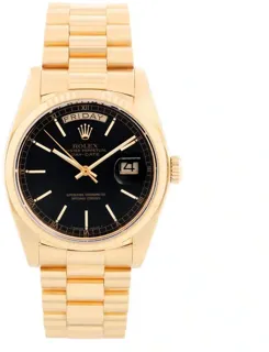 Rolex Day-Date 36 18038 Yellow gold Black