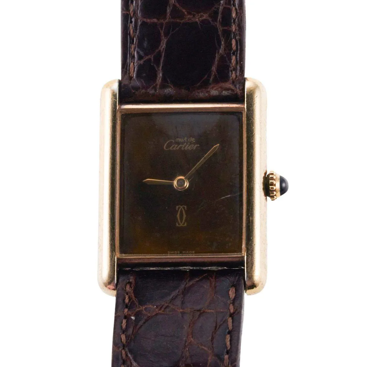 Cartier Tank Vermeil 23mm Gold-plated Brown