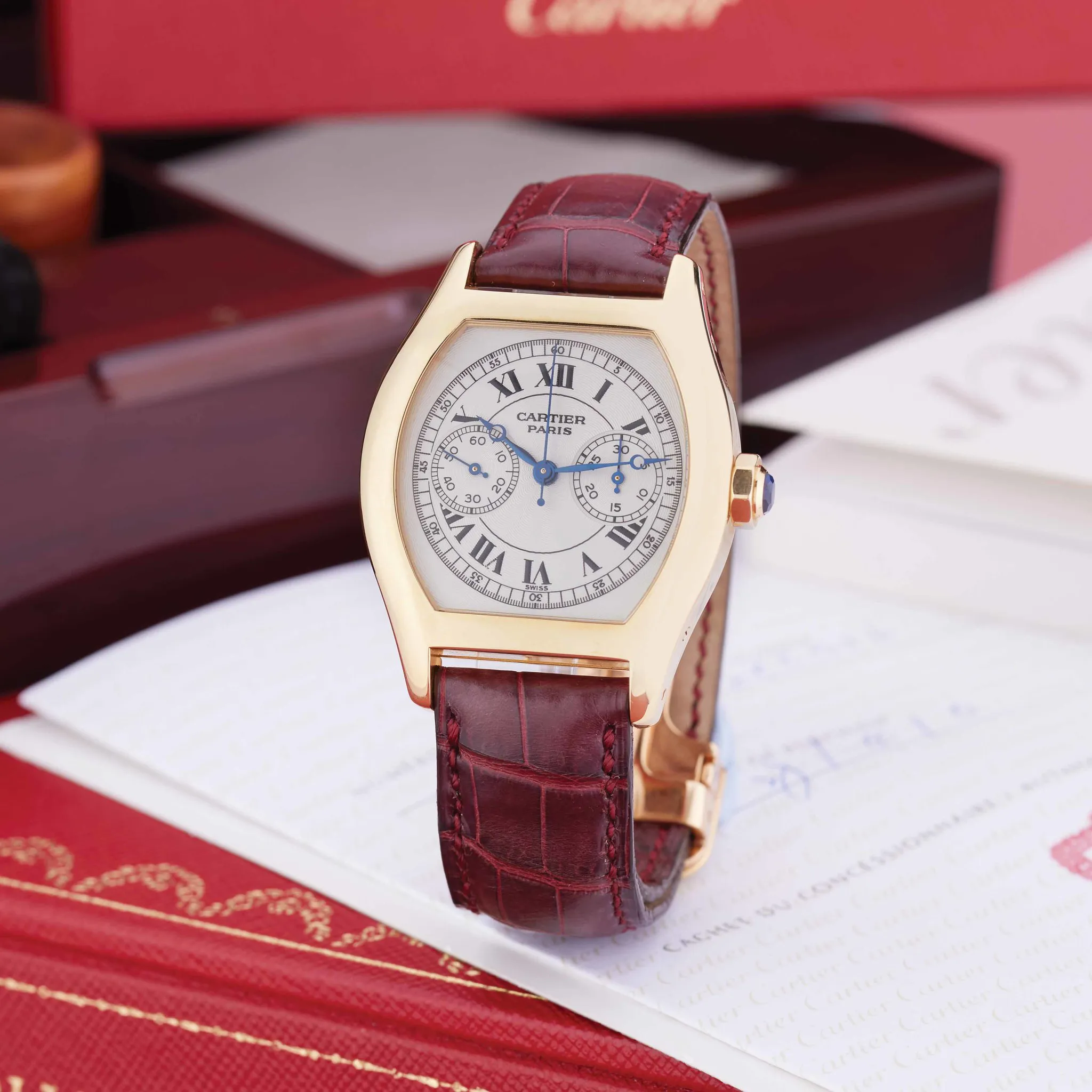 Cartier Tortue Monopoussoir 2356 34mm Yellow gold Silver 1