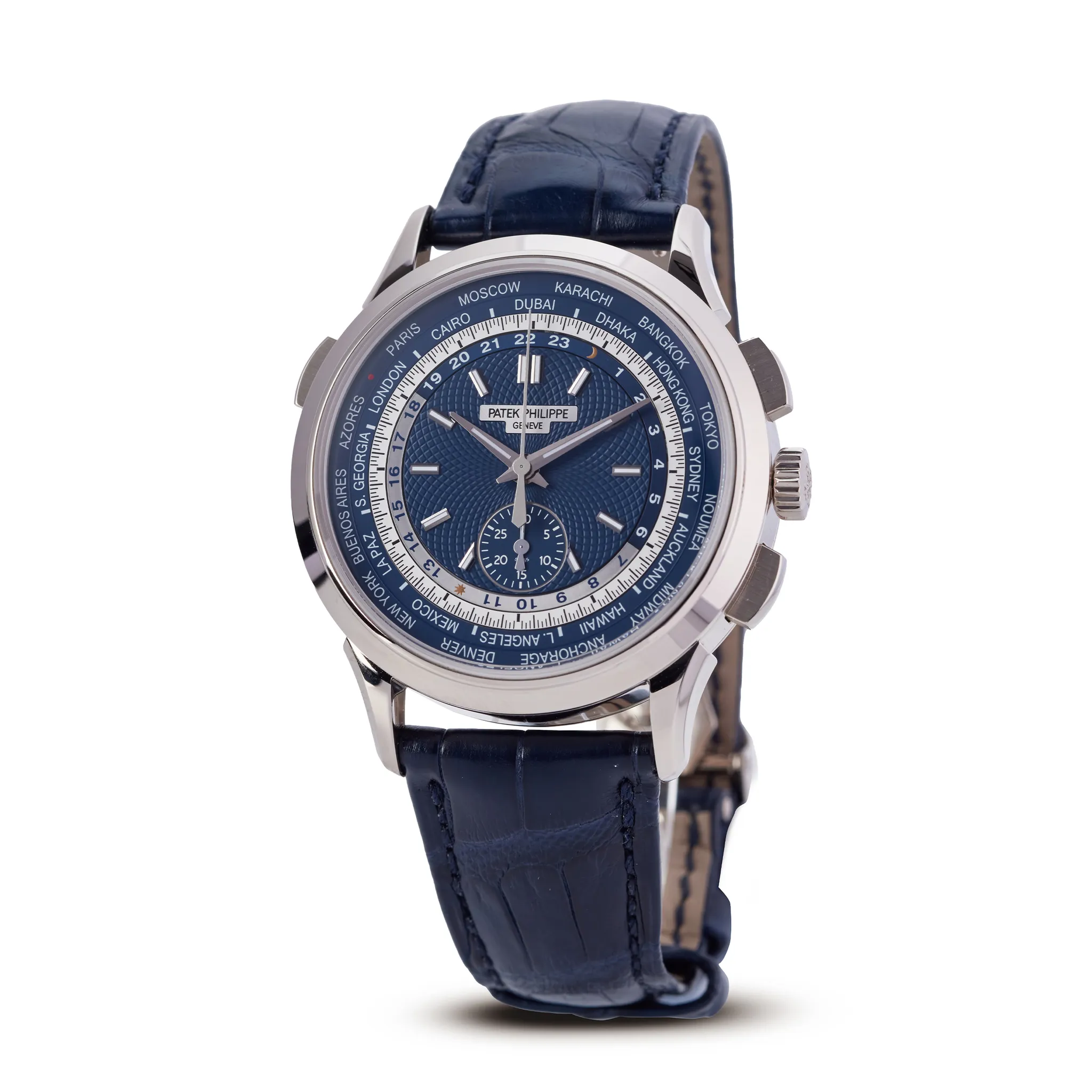 Patek Philippe World Time Chronograph 5930G-001 40mm White gold Blue