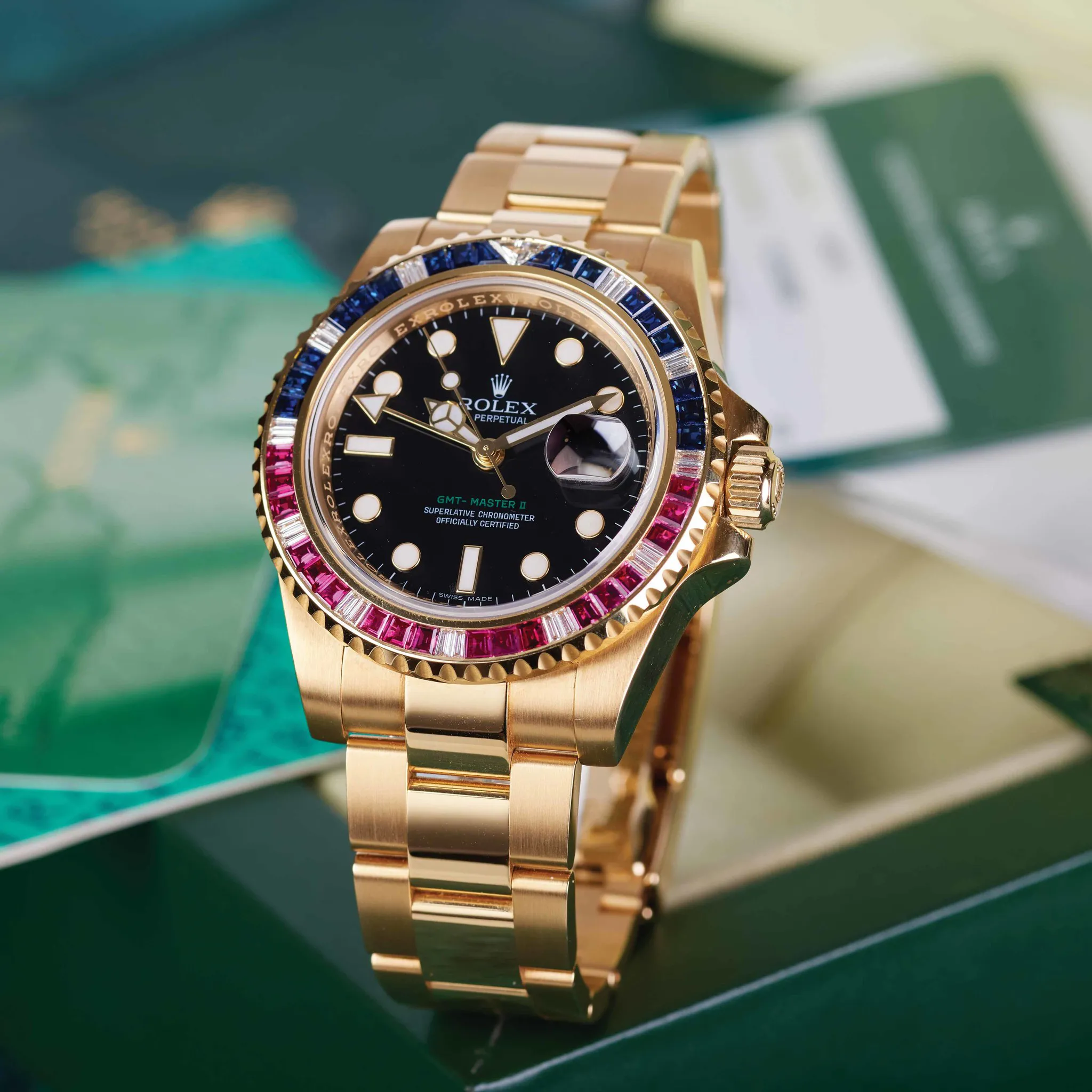 Rolex GMT-Master II 116748 SARU 40mm Yellow gold and Diamond Black 1