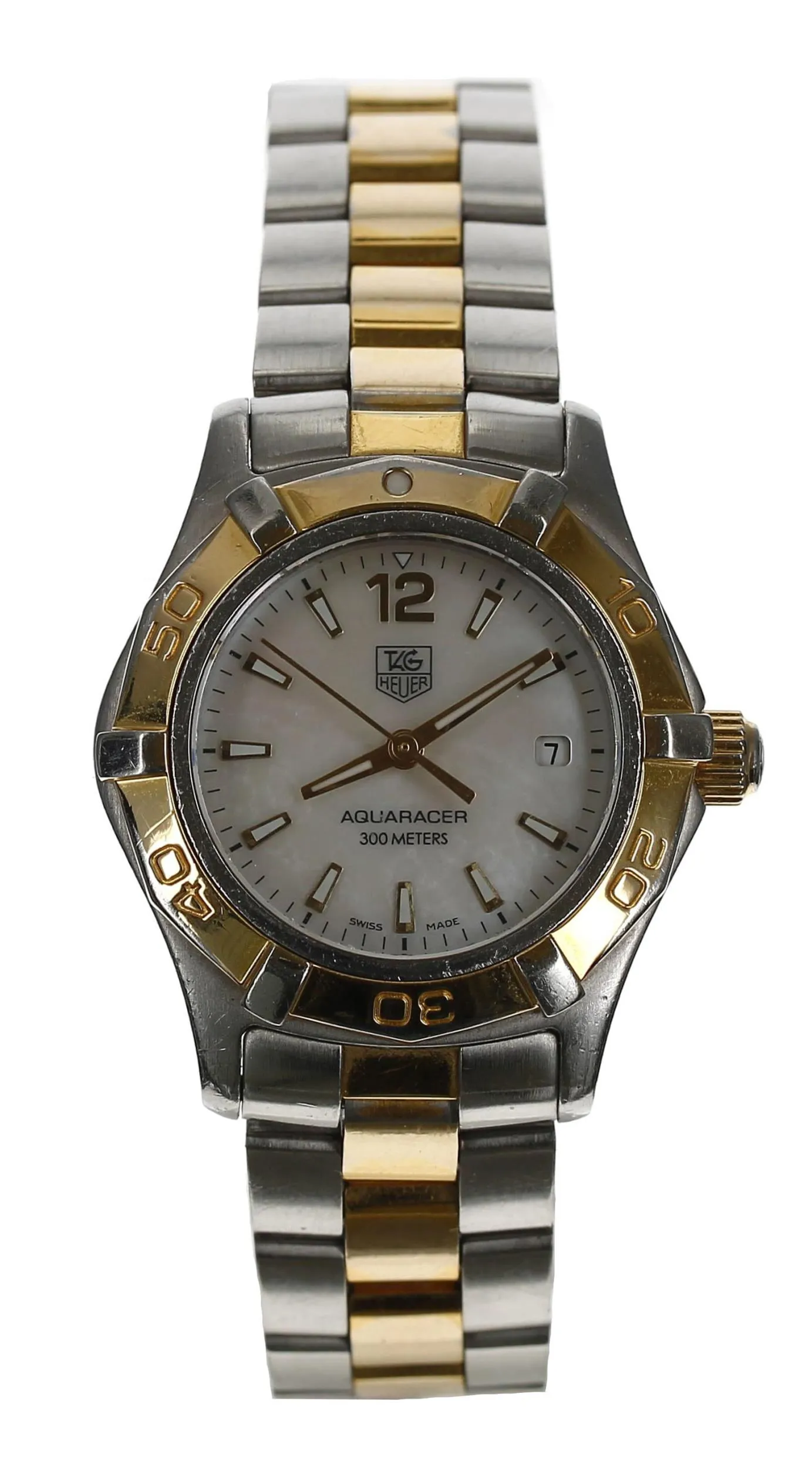 TAG Heuer Aquaracer WAF1424 28mm Yellow gold and Stainless steel Mother-of-pearl