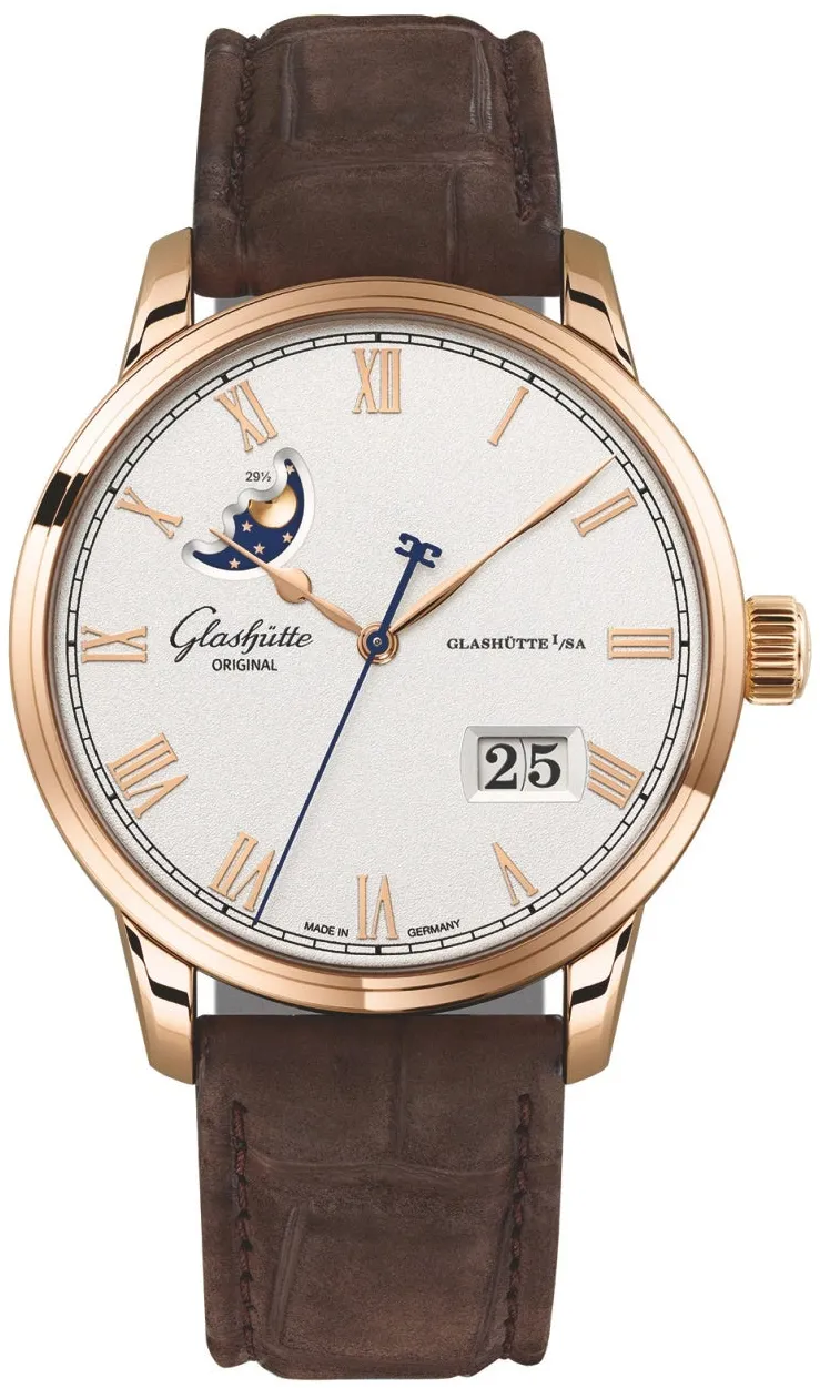 Glashütte Senator 1-36-24-02-05-62 40mm Rose gold Silver