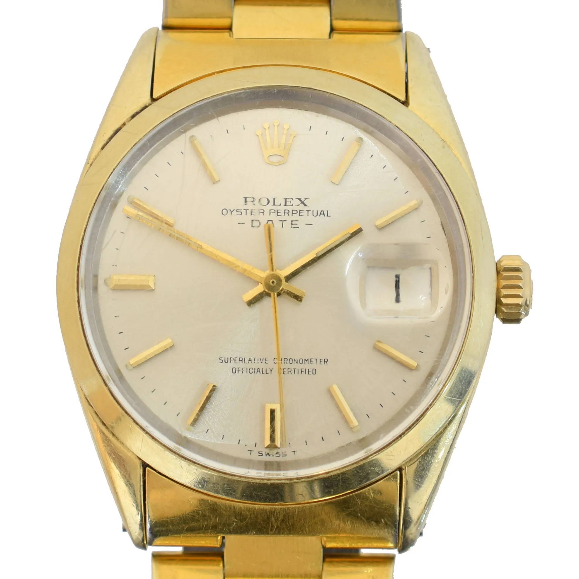 Rolex Oyster Perpetual Date 1550 34mm Yellow gold and Stainless steel Cream