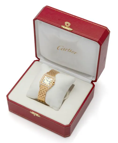 Cartier Santos 2702 26mm Yellow gold and Diamond Silver 1