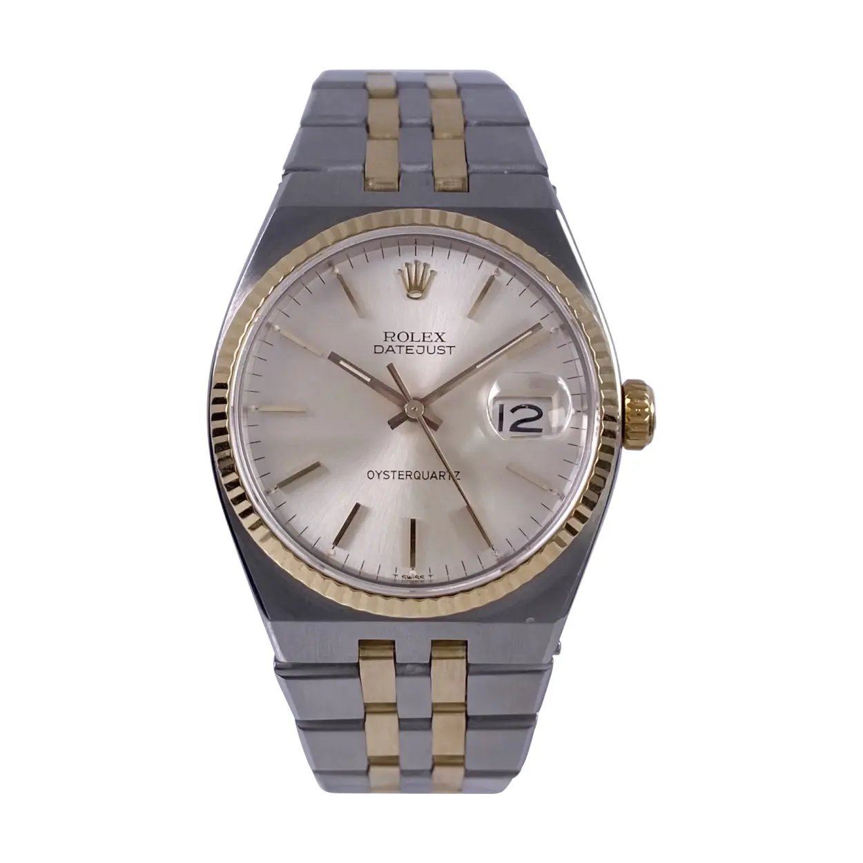 Rolex Datejust Oysterquartz 17013 36mm Yellow gold and stainless steel Silver