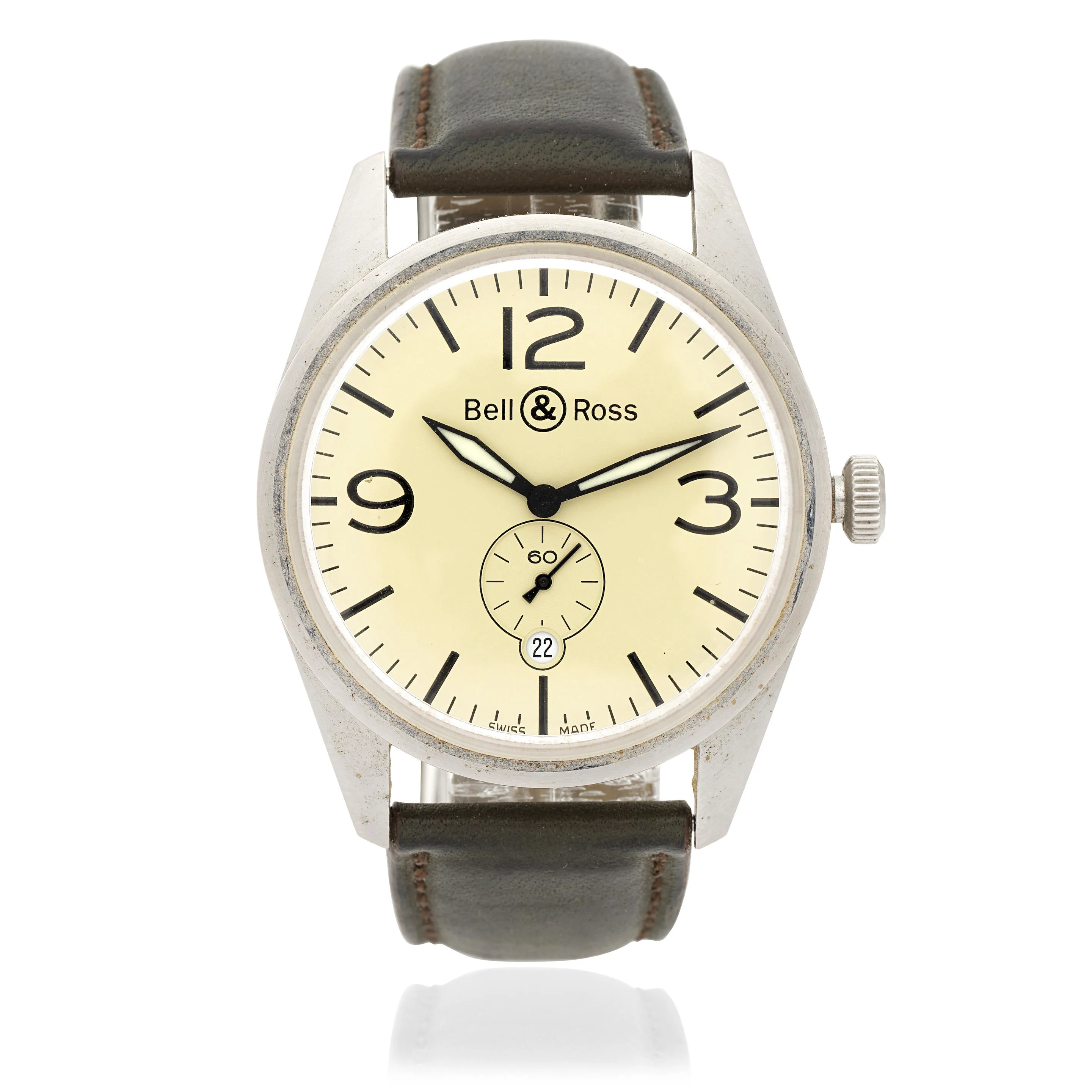 Bell & Ross BR123-95-SS-00608 41mm Stainless steel Cream