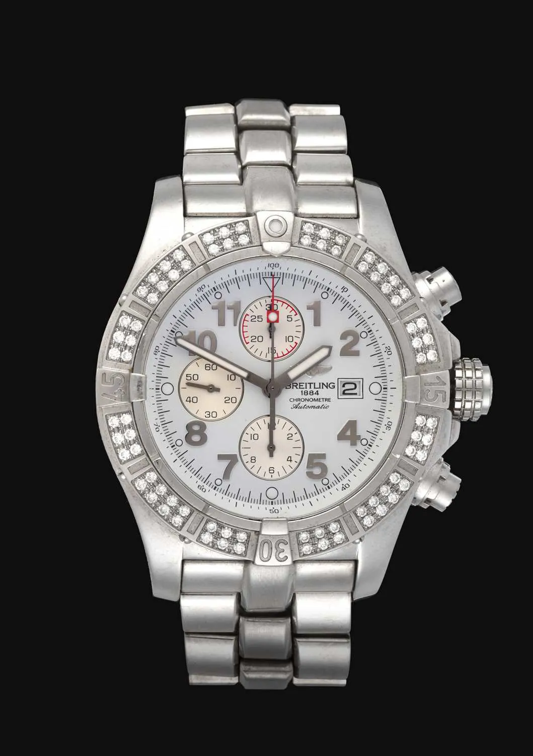 Breitling Super Avenger A1337053/A562 48mm Stainless steel and diamond-set White