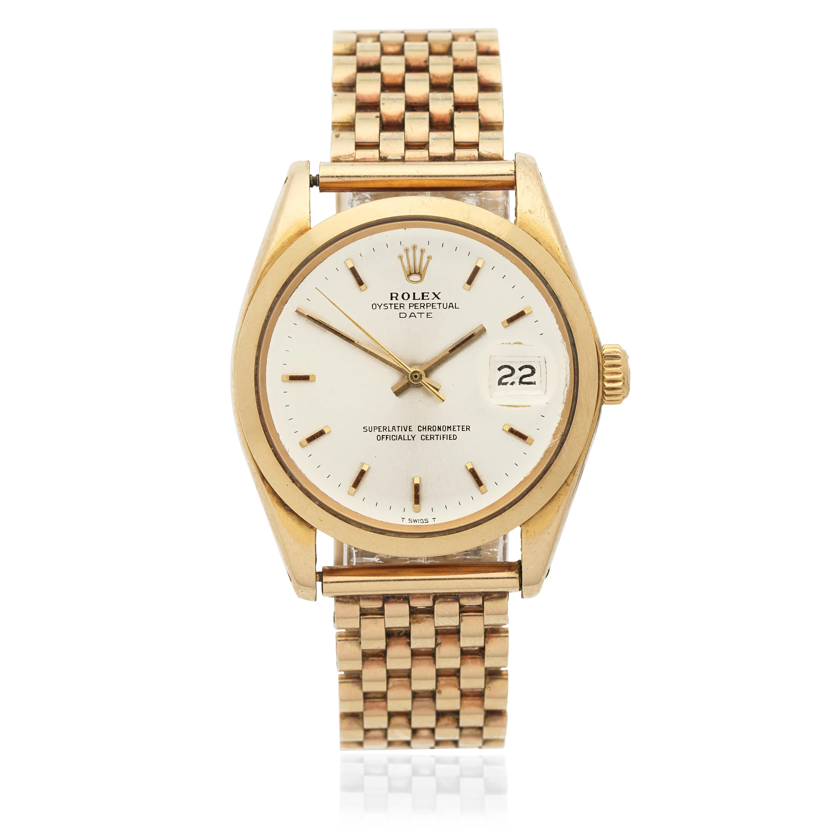 Rolex Oyster Perpetual Date 1500 36mm Yellow gold Silver