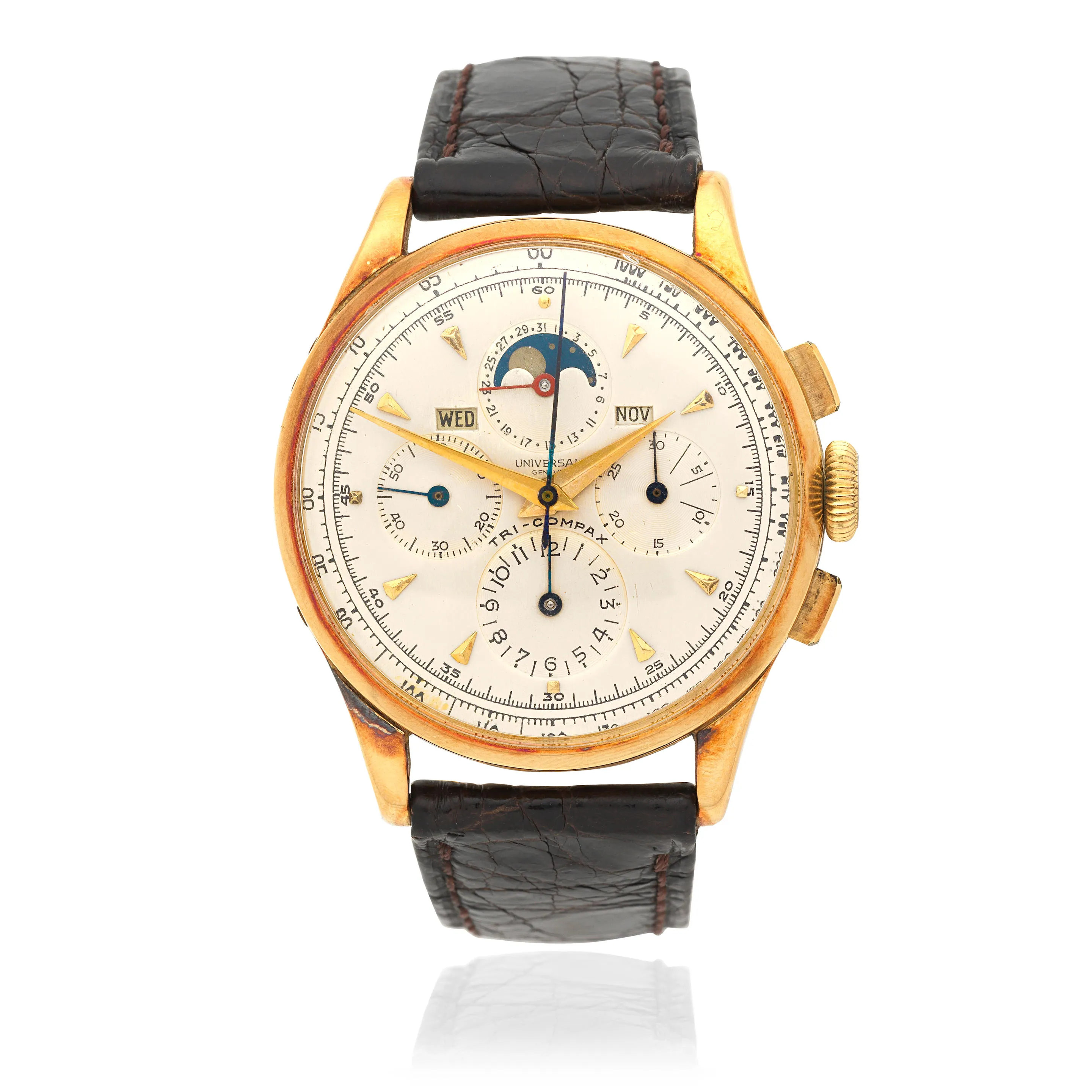 Universal Genève Tri-Compax 12284 36mm Yellow gold Silver