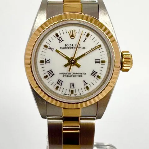 Rolex Oyster Perpetual 67193 26mm Yellow gold and Stainless steel White