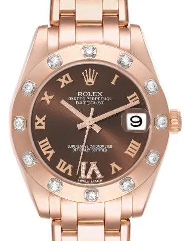 Rolex Pearlmaster 81315 34mm Rose gold Brown