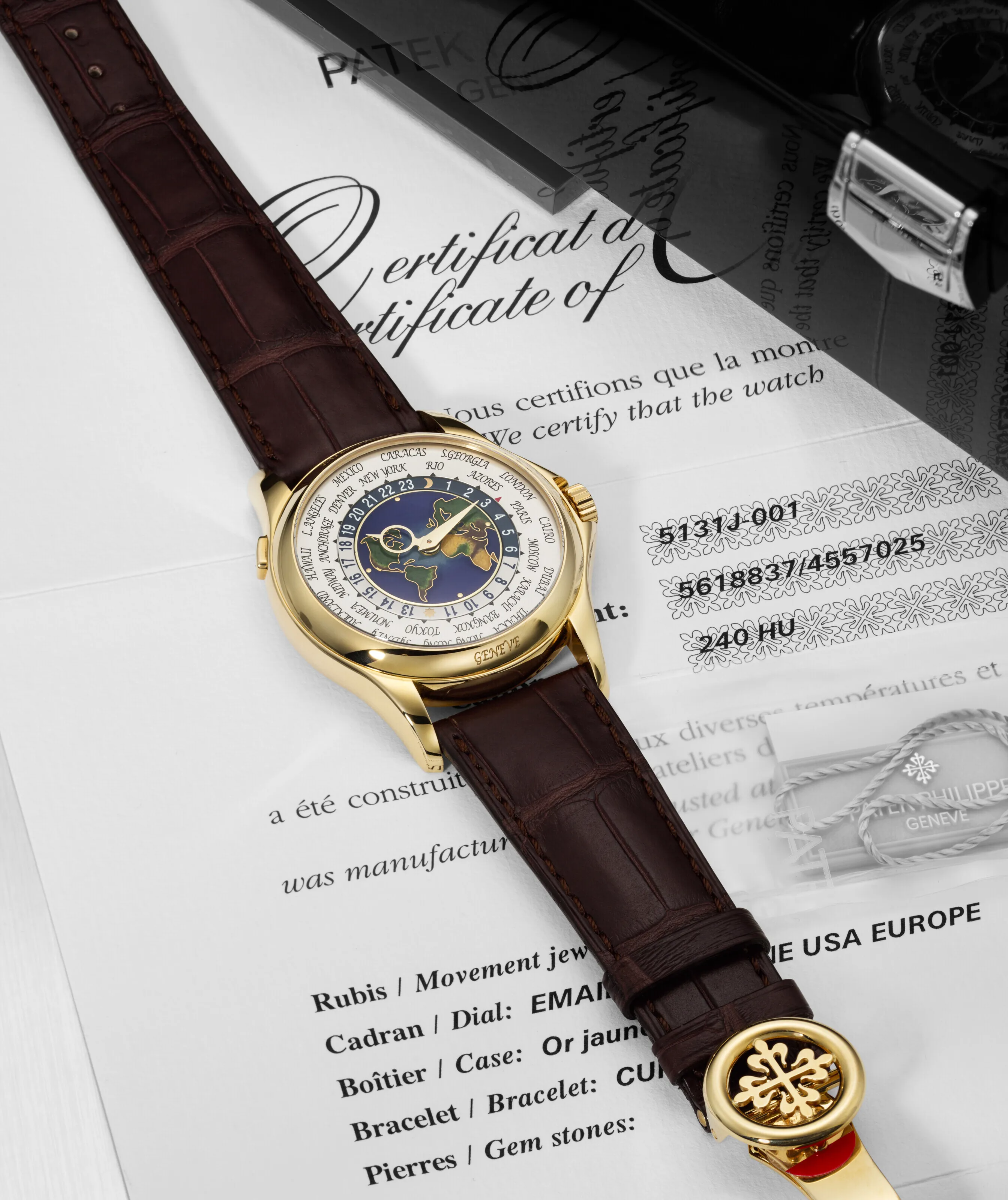 Patek Philippe World Time 5131J-001 39.5mm Yellow gold Enamel 1