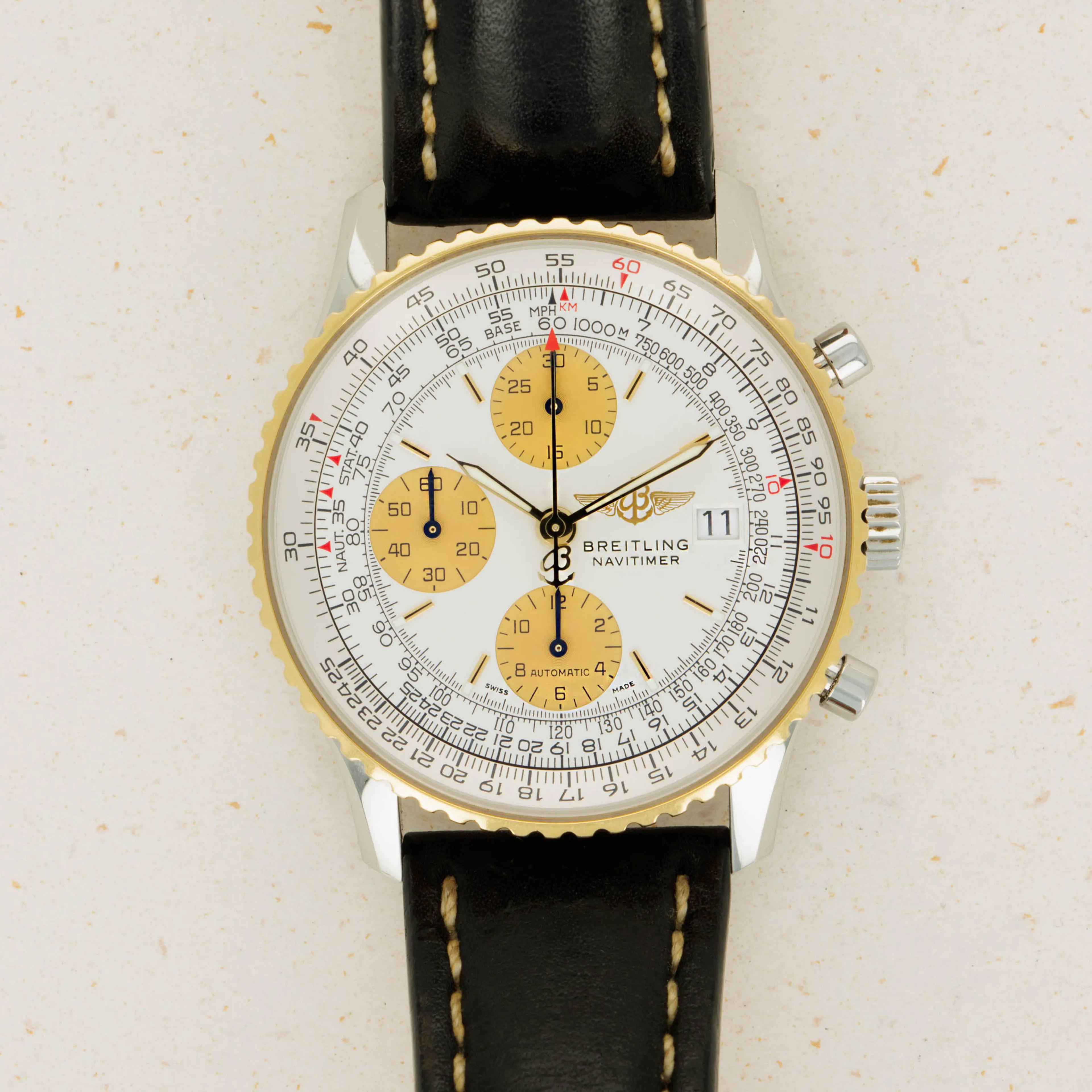 Breitling Navitimer D13022 41mm Yellow gold and Stainless steel Silver