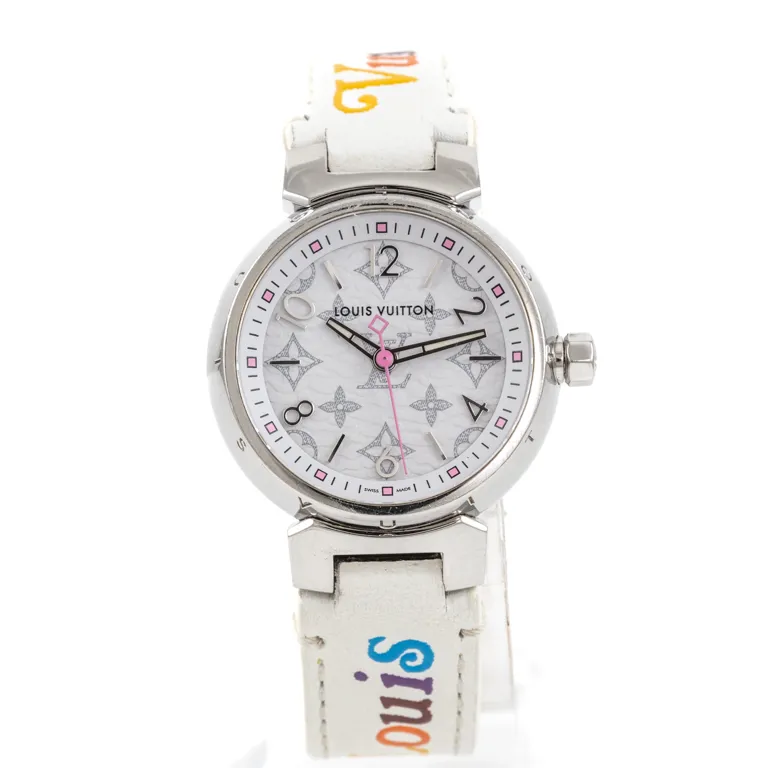 Louis Vuitton Tambour QA115 28mm Stainless steel White