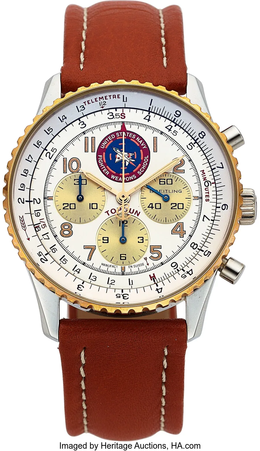 Breitling Navitimer D30022 38.5mm Yellow gold and stainless steel Silver