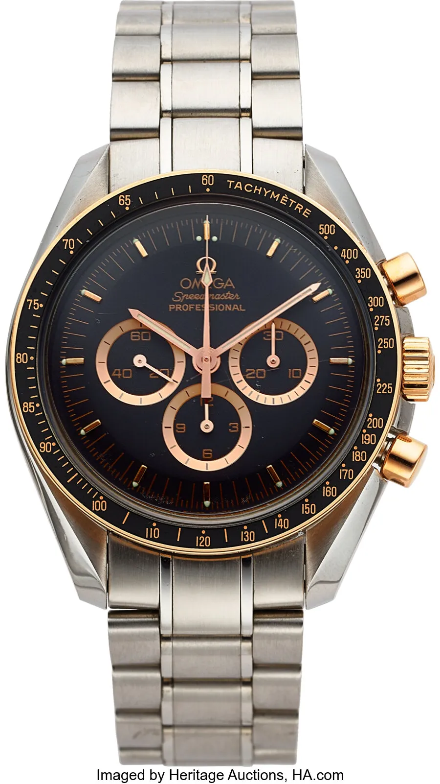 Omega Speedmaster Moon watch 3366.51.00 42mm Rose gold and stainless steel Black