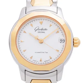 Glashütte Lady Sport 10-33-43-53-04 Yellow gold and Stainless steel White