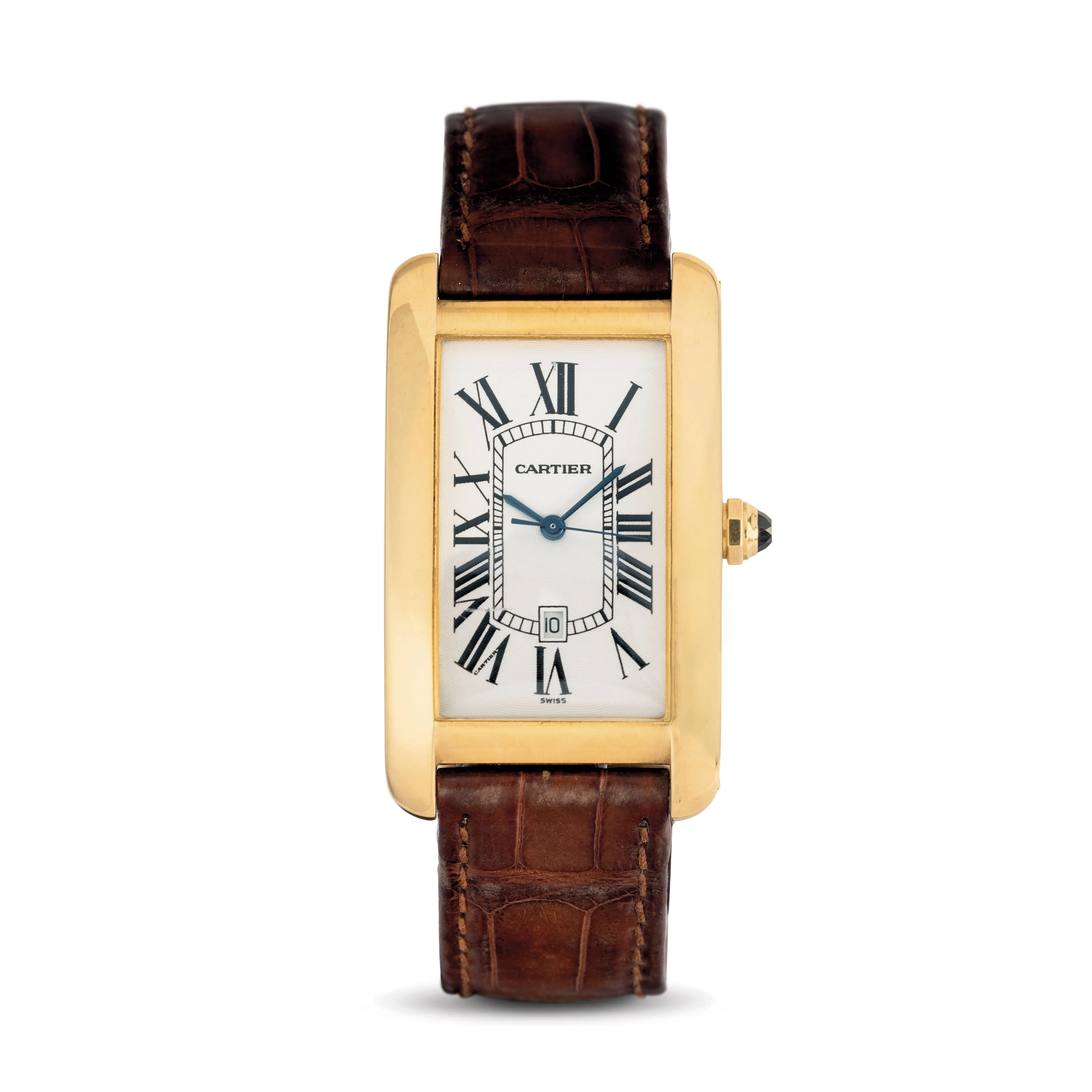 Cartier American Tank 1740 36.5mm Yellow gold Silver