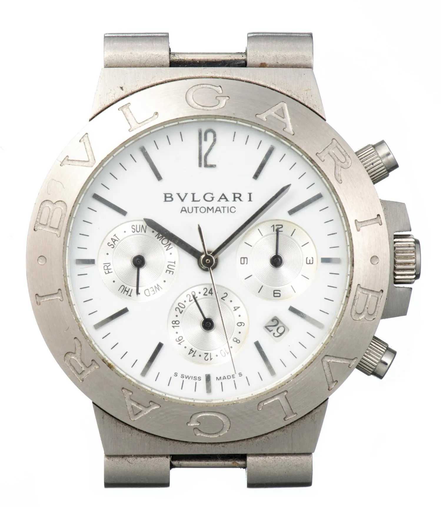 Bulgari Diagono CH 35 S 35mm Stainless steel White