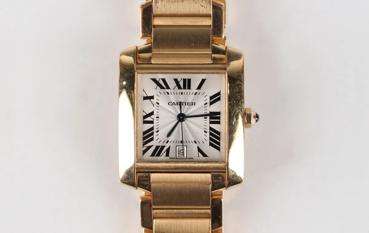 Cartier Tank Française 1840 28mm Yellow gold Silver