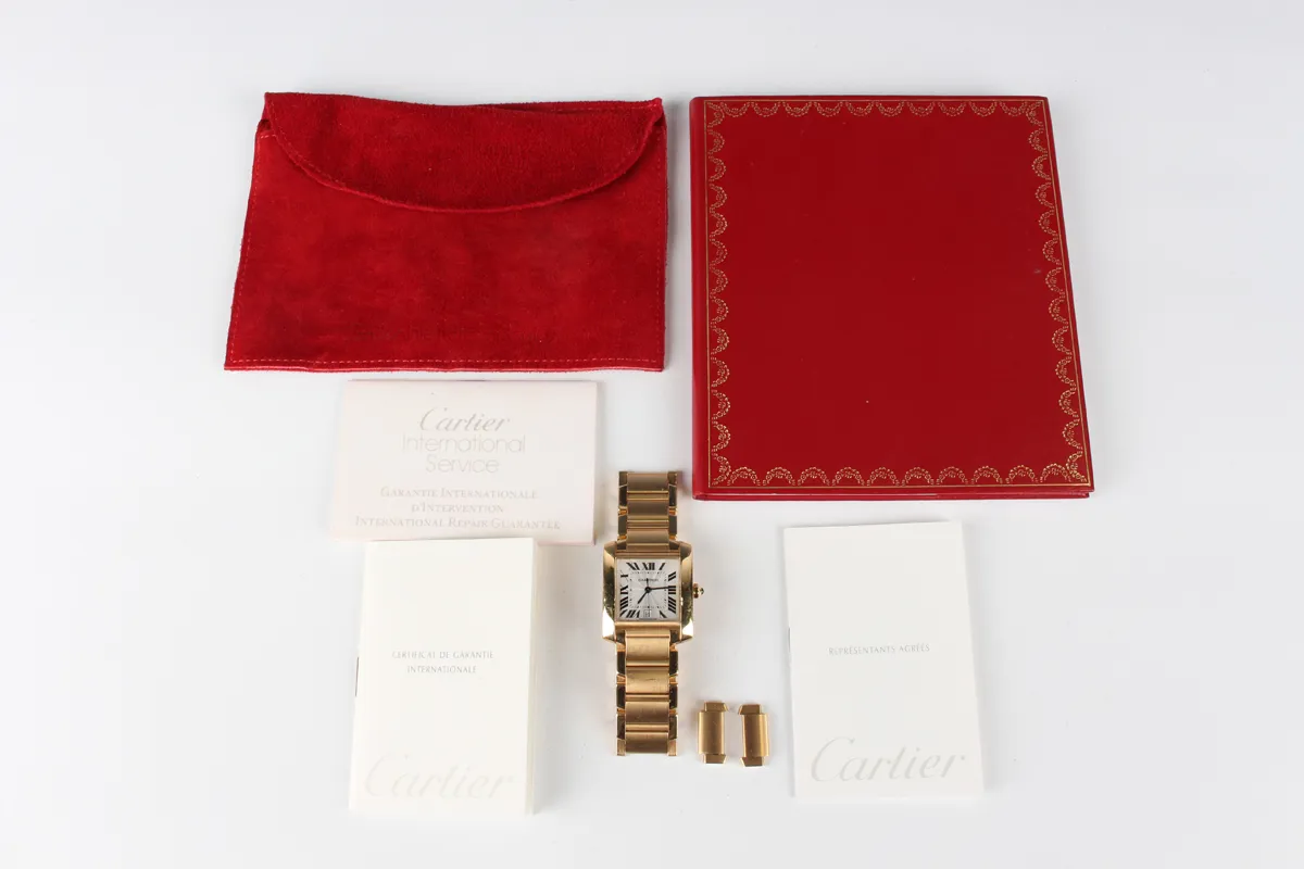 Cartier Tank Française 1840 28mm Yellow gold Silver 5