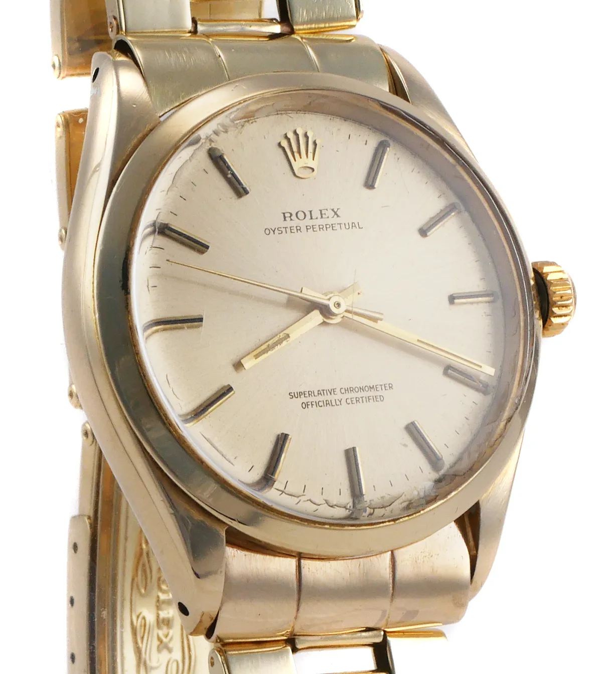 Rolex Oyster Perpetual 34 1002 34mm Yellow gold Silver