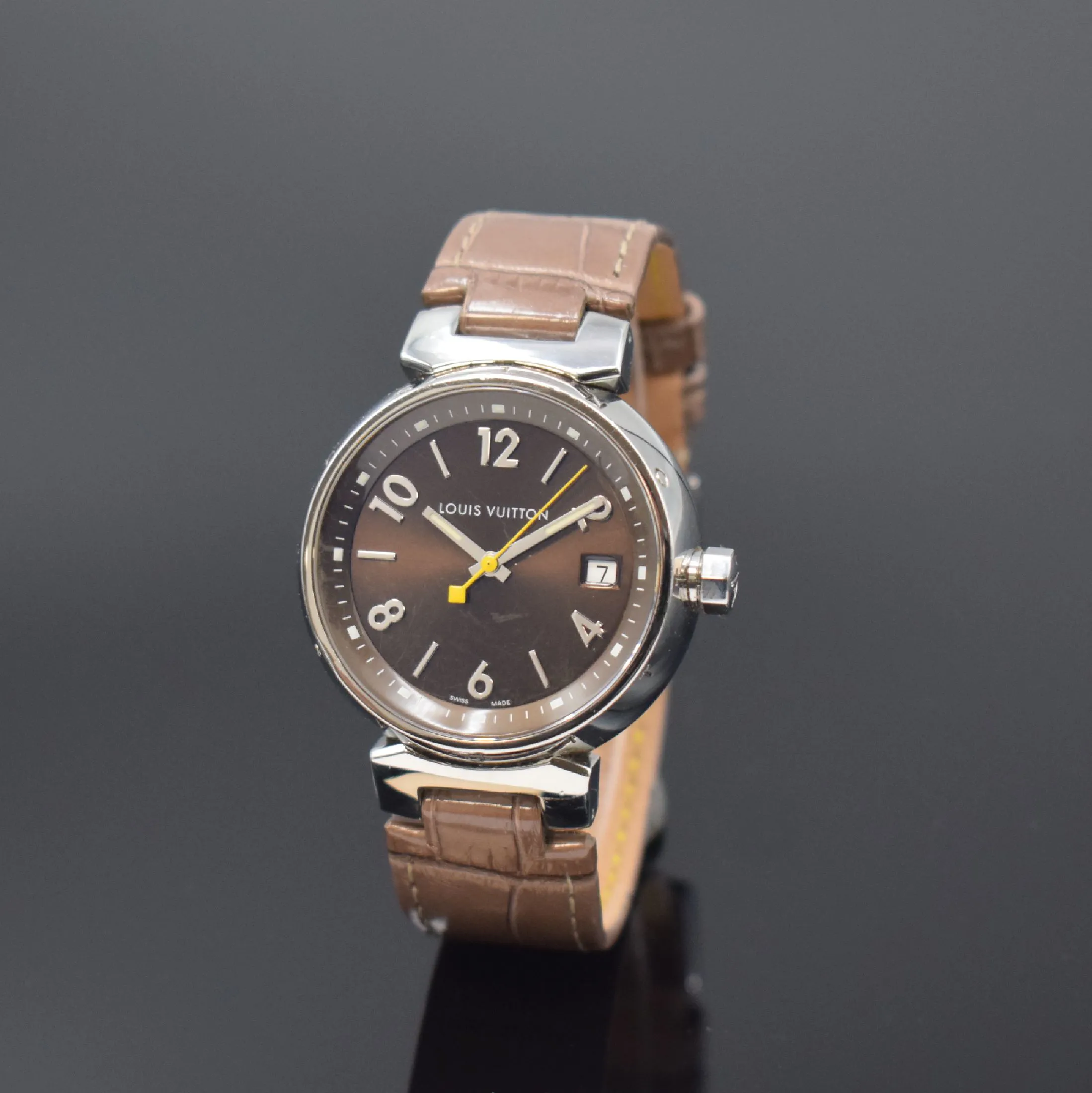 Louis Vuitton Tambour Q1311 34mm Stainless steel Brown