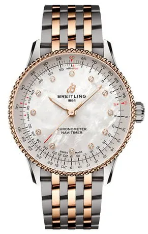 Breitling Navitimer U17327211A1U1 36mm Yellow gold and Stainless steel White