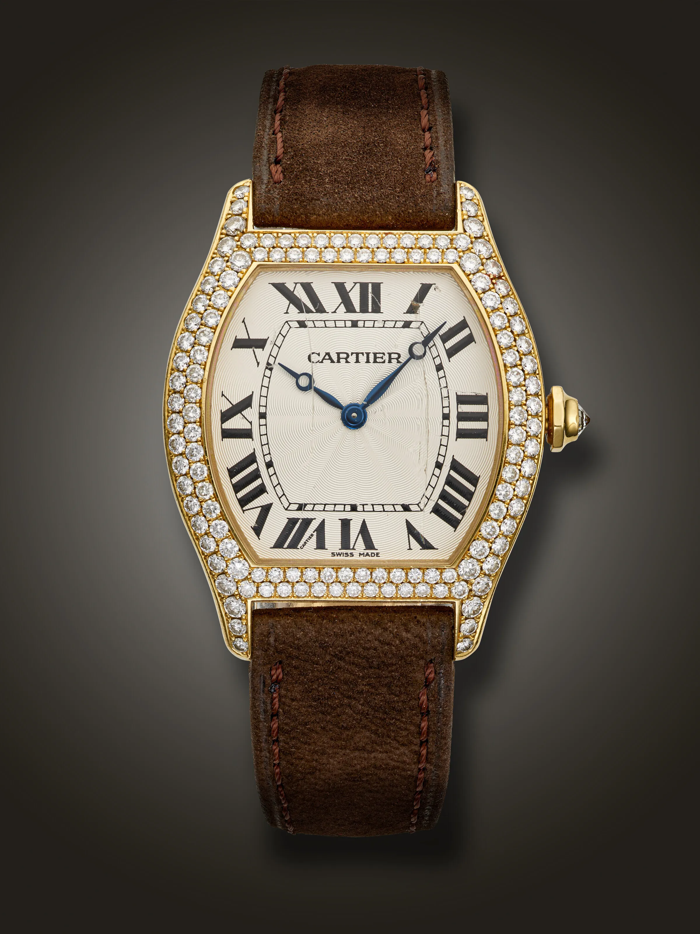 Cartier Tortue 2496 33mm Yellow gold and Diamond Silver