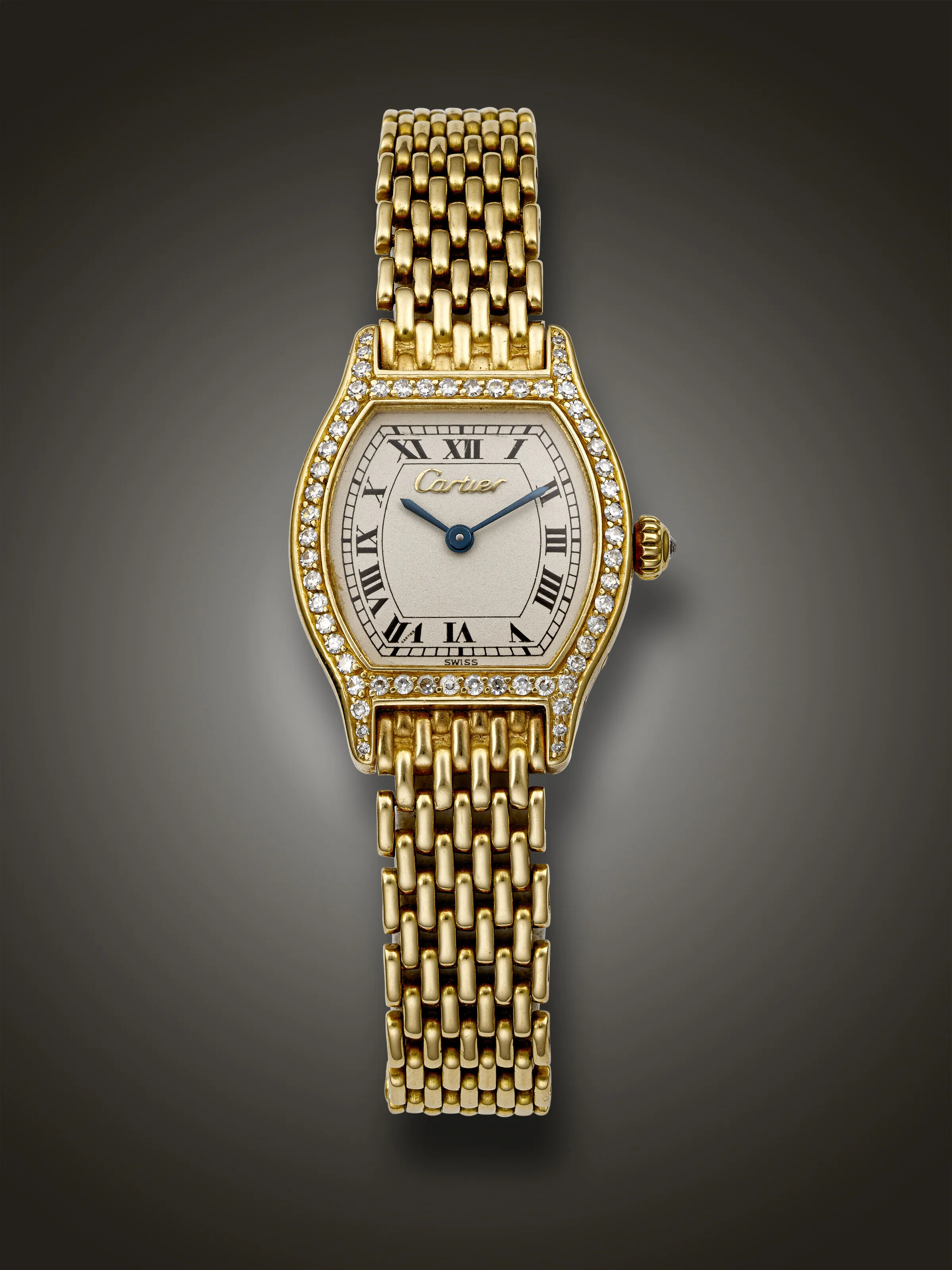 Cartier Tortue 27mm Yellow gold and Diamond Silver