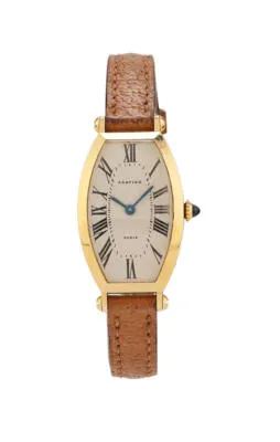 Cartier Tonneau 144-92 21mm Yellow gold Silver