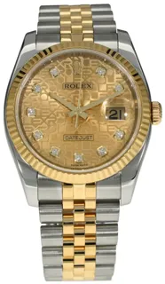 Rolex Datejust 36 116233 Yellow gold and Stainless steel Champagne