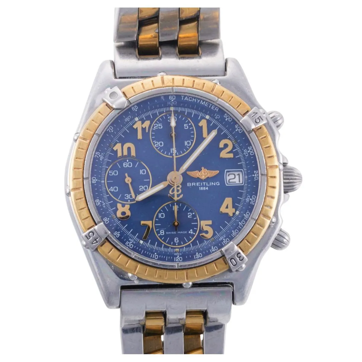 Breitling Chronomat D13050 38mm Yellow gold and stainless steel Blue