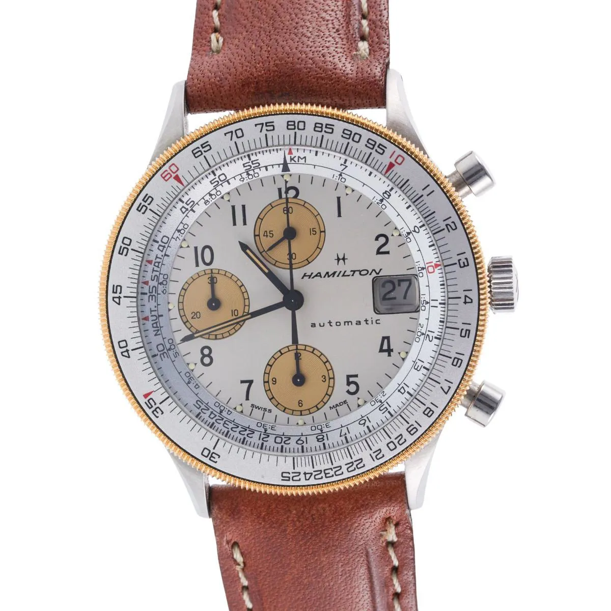 Hamilton Lancaster Chronograph 0334 39mm Yellow gold and Stainless steel White 2