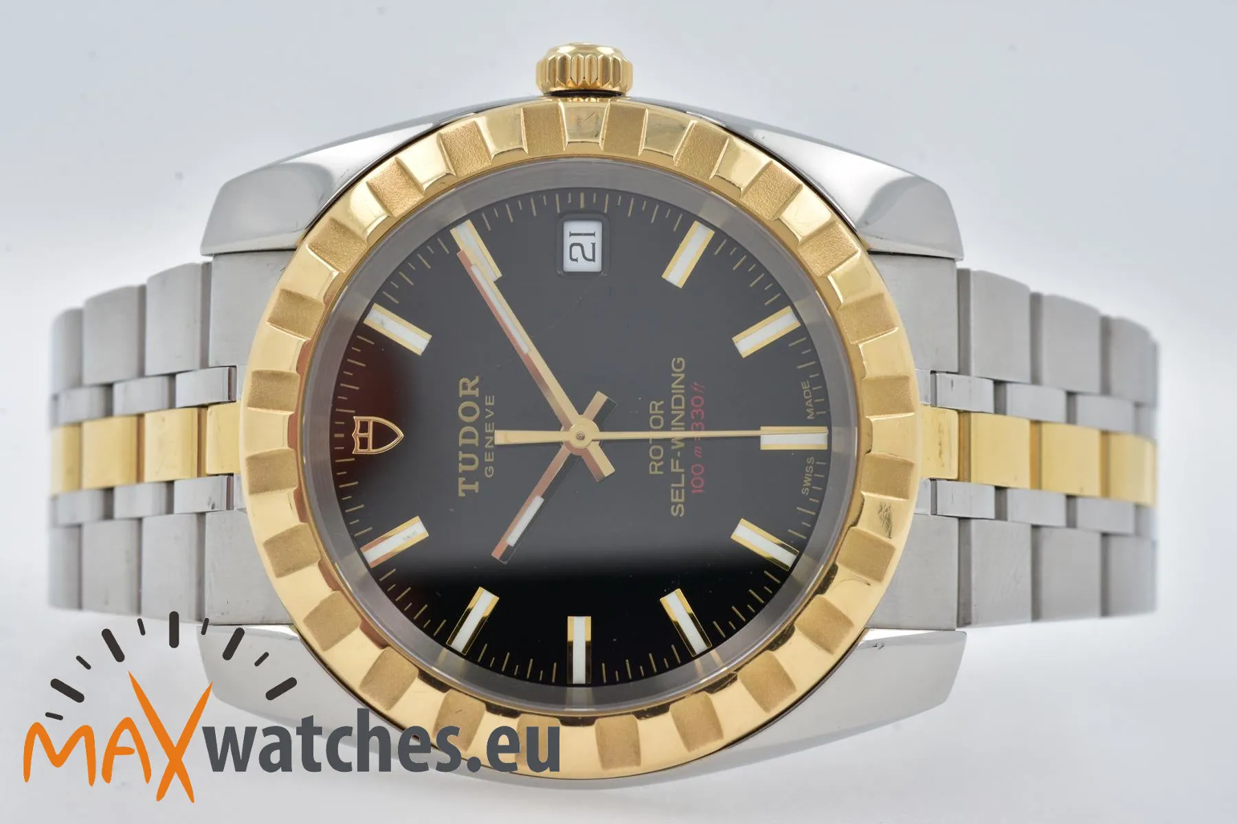 Tudor Classic 21013 38mm Yellow gold and Stainless steel Black